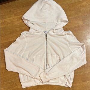 TNA Off-White Waffle-Knit Zip-up